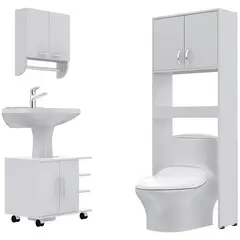 TUHOME - Botiquín Bath 28 + Optimizadores Lavamanos 55 + Baño 63-A - Blanco