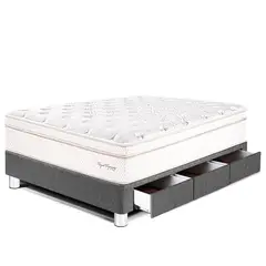 PARAISO - Cama con Cajones Royal Dynasty 1.5 Plz + 1 Almohada Viscoelástica + Protector