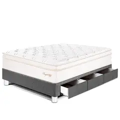 PARAISO - Cama con Cajones Royal Cloud 1.5 Plz + 1 Almohada Viscoelástica + Protector