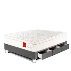 PARAISO - Cama Con Cajones Royal Prince Firme 1.5 Plz + 1 Almohada Viscoelástica