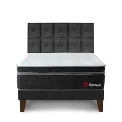 FORLI - Dormitorio Europeo Platinium Queen + 2 Almohadas Viscoelásticas + Protector