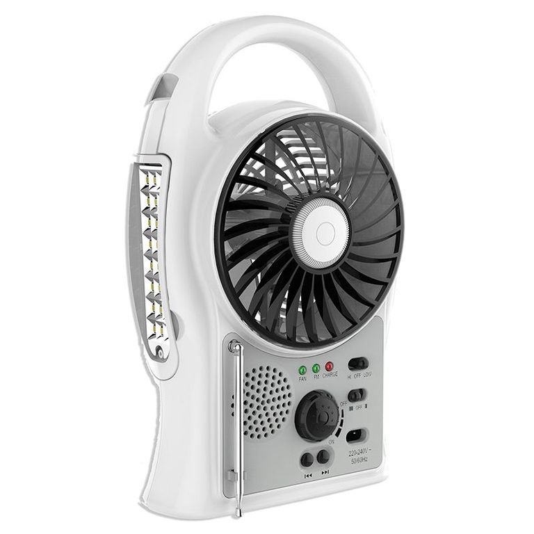 Ventilador + Lámpara + Radio Fm