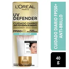 LOREAL PARIS - Protector Solar UV Defender Toque Seco Antibrillo FPS 50+