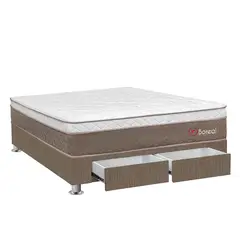 FORLI - Cama Con Cajones Boreal Pocket Ss 2 Plz + 2 Almohadas Viscoelásticas + Protector