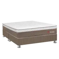 FORLI - Cama Box Tarima Boreal Pocket Ss Queen + 2 Almohadas Viscoelásticas + Protector