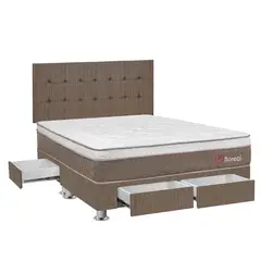 FORLI - Dormitorio con Cajones Boreal Pocket SS Queen + 2 Almohadas Viscoelásticas + Protector