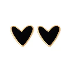 MAISHA - Arete Black Heart Bañado en Oro