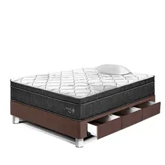 PARAISO - Cama Con Cajones Pocket Star 1.5 Plz + 1 Almohada + Protector