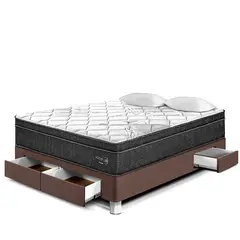 PARAISO - Cama Con Cajones Pocket Star 2 Plz + 2 Almohadas + Protector
