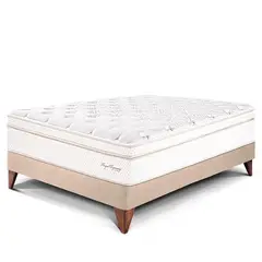 PARAISO - Cama Europea Royal Dynasty 1.5 Plz Gris + 1 Almohada Viscoelástica + Protector