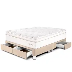 PARAISO - Cama con Cajones Royal Dynasty King + 2 Almohadas Viscoelásticas + Protector