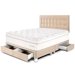 PARAISO - Dormitorio con Cajones Royal Dynasty King + 2 Almohadas Viscoelásticas + Protector