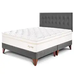 PARAISO - Dormitorio Europeo Royal Cloud King + 2 Almohadas Viscoelásticas + Protector