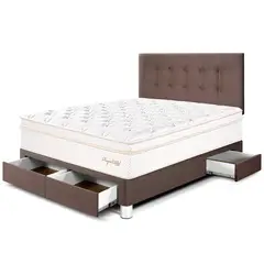 PARAISO - Dormitorio con Cajones Royal Cloud 2 Plz + 2 Almohadas Viscoelásticas + Protector