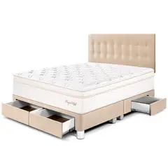 PARAISO - Dormitorio con Cajones Royal Cloud King + 2 Almohadas Viscoelásticas + Protector