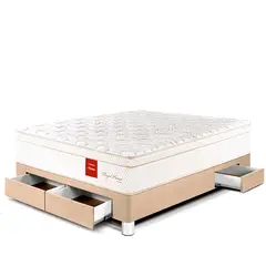 PARAISO - Cama Con Cajones Royal Prince Firme 2 Plz + 2 Almohadas Viscoelásticas + Protector
