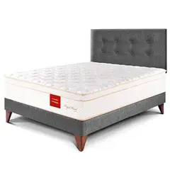 PARAISO - Dormitorio Europeo Royal Prince Firme 1.5 Plz Gris + 1 Almohada Viscoelástica