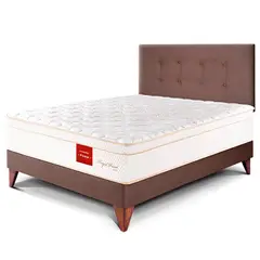 PARAISO - Dormitorio Europeo Royal Prince Firme 1.5 Plz Chocolate + 1 Almohada Viscoelástica + Protector