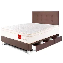 PARAISO - Dormitorio Con Cajones Royal Prince Firme 1.5 Plz Chocolate + 1 Almohada Viscoelástica + Protector