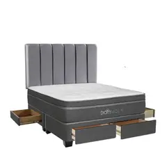 DROM - Dormitorio con Cajones Moln King + 2 Almohadas Viscoelásticas + Protector