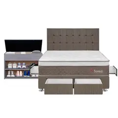 FORLI - Dormitorio con Cajones Boreal Pocket SS Queen + Zapatera