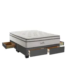 DROM - Cama Con Cajones Fred Queen + 2 Almohadas Viscoelásticas + Protector.
