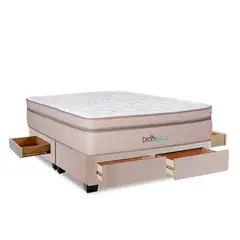DROM - Cama Con Cajones Mild Queen + 2 Almohadas Viscoelásticas + Protector.