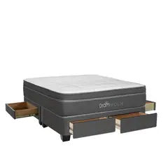 DROM - Cama con Cajones Moln King + 2 Almohadas Viscoelásticas y Protector
