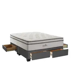 DROM - Cama con Cajones Fred King + 2 Almohadas Viscoelásticas y Protector