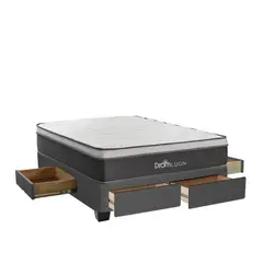 DROM - Cama Con Cajones Lugn 2 Plz + 2 Almohadas + Protector.