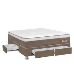 FORLI - Cama Con Cajones Boreal Pocket Ss 2 Plz + 2 Almohadas Viscoelásticas + Protector