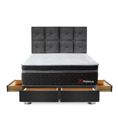 FORLI - Dormitorio con Cajones Platinium 2 Plz + 2 Almohadas Viscoelásticas + Protector