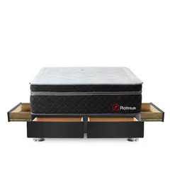 FORLI - Cama Con Cajones Platinium 2 Plz + 2 Almohadas Viscoelásticas + Protector