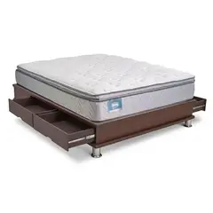 BEAUTYREST SIMMONS - Cama Con Cajones Erica Luxury Marrón Queen + 2 Almohadas
