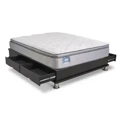 BEAUTYREST SIMMONS - Cama Con Cajones Erica Luxury Negro Queen + 2 Almohadas
