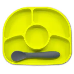 BBLUV - Set De Plato Y Cucharas De Silicona Verde