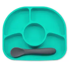 BBLUV - Set De Plato Y Cucharas De Silicona Turquesa