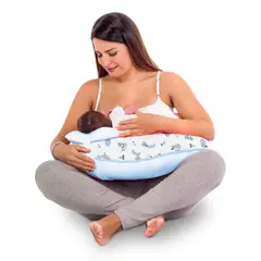 MONCHITOS - Almohada De Lactancia Croissi Pillow Celeste Bb Zorritos