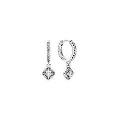 PANDORA - Aretes Mujer De Aro Con Cuadros Brillantes