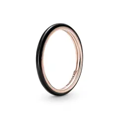 PANDORA - Anillo Con Esmalte Negro Me Recubrimiento En Oro Rosa 14k