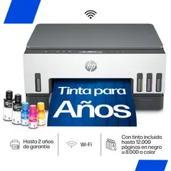 HP - Impresora Multifuncional Smart Tank 720 con Tanques de Tinta a Color, Wi-Fi, Dúplex (Impresión a doble cara), App