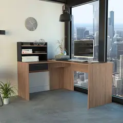 TUHOME - Escritorio en L 2L Bilbao Miel Wengue