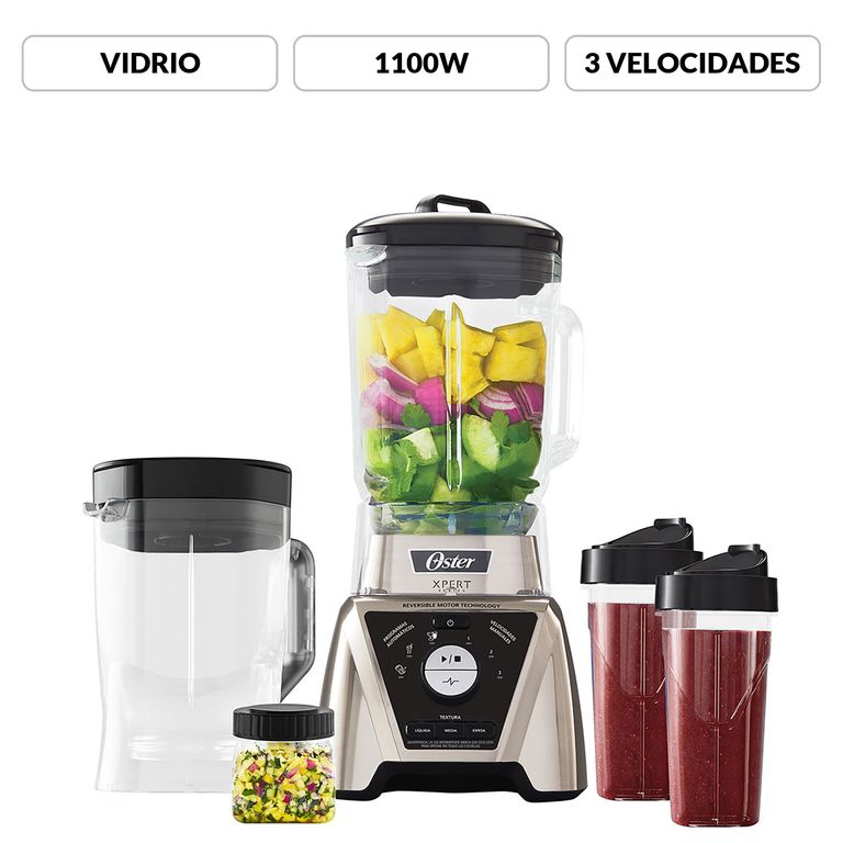 Licuadora 1100W Con Vaso De Vidrio Y Accesorios