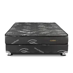 EL CISNE - Cama Box Tarima Pocket Black Queen + 2 Almohadas