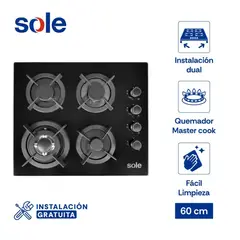 SOLE - Encimera Vidrio Templado 4 Hornillas SOLCO068