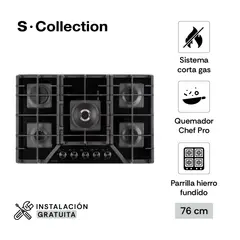 SCOLLECTION - Encimera Vidrio Templado A Gas 76Cm 5 Hornillas