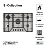 S-Collection 5 Hornillas Gas Encimera Inox