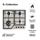 S-Collection 4 Hornillas Gas Inox Encimera