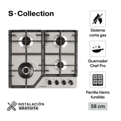 SCOLLECTION - Encimera Acero Inoxidable A Gas 58Cm 4 Hornillas