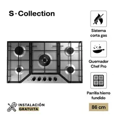 SOLE - Encimera Scollection Acero Inoxidable A Gas 86Cm 5 Hornillas